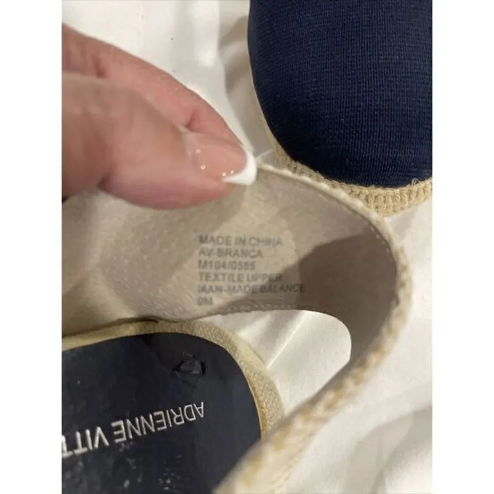 Adrienne Vittadini High Heeled‎ Espadrilles Wedges Navy Blue Stretch 9M